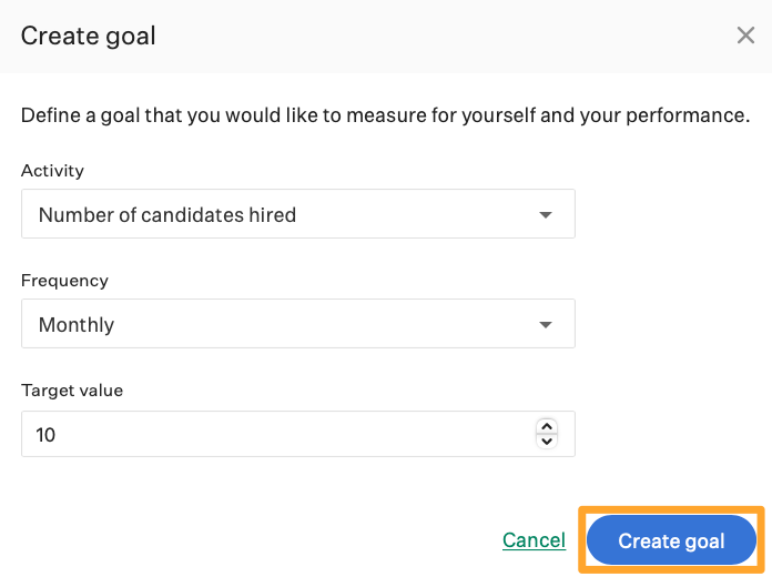 Screenshot of exampled candidates hired goal