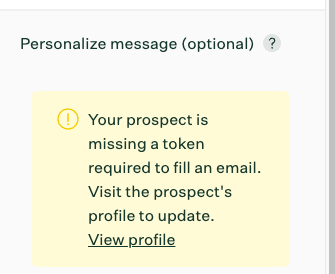 Screenshot of the token error message in the extension. 