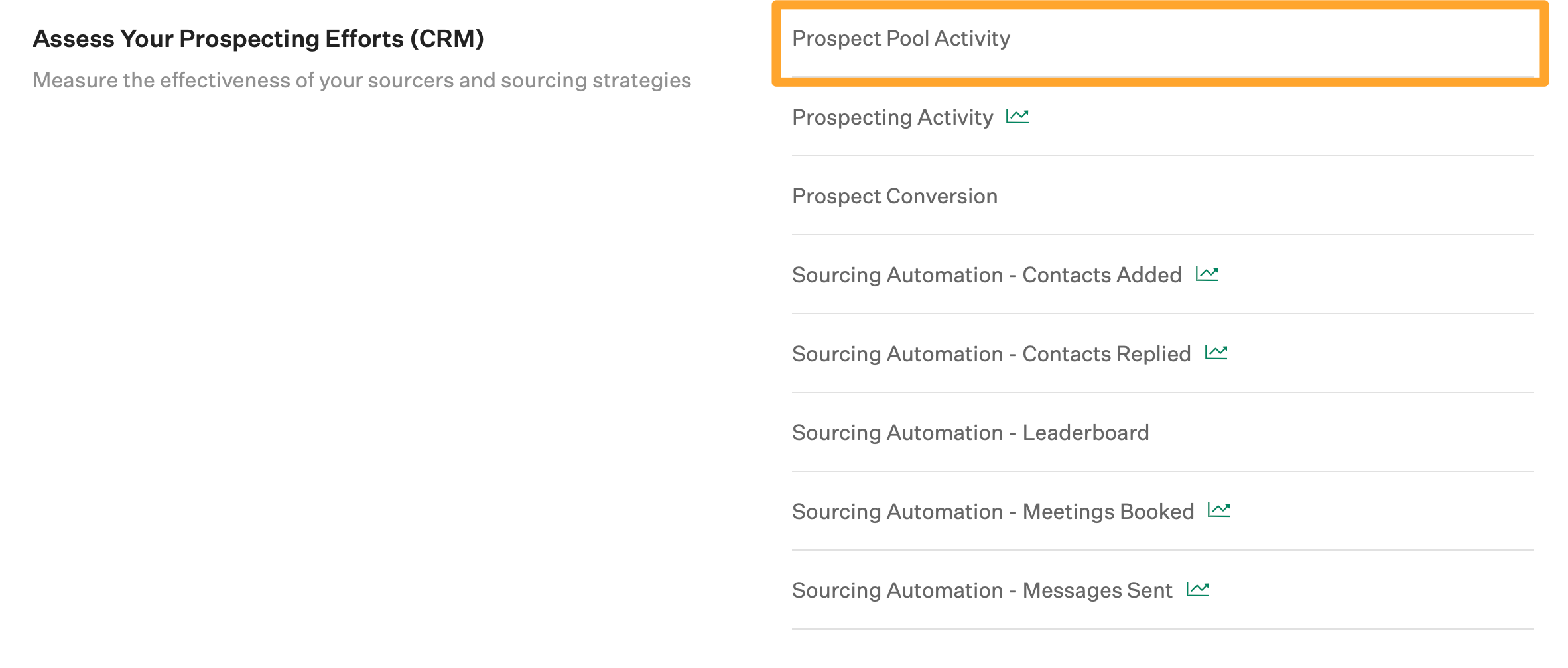 Screenshot of prospect pool activity report button