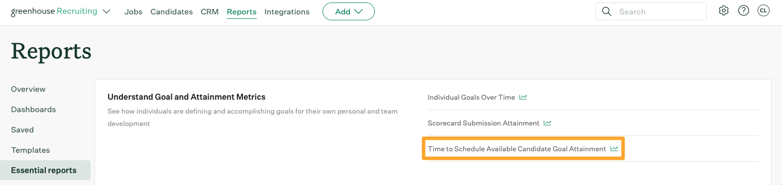 Screenshot of time to schedule available candidates report button