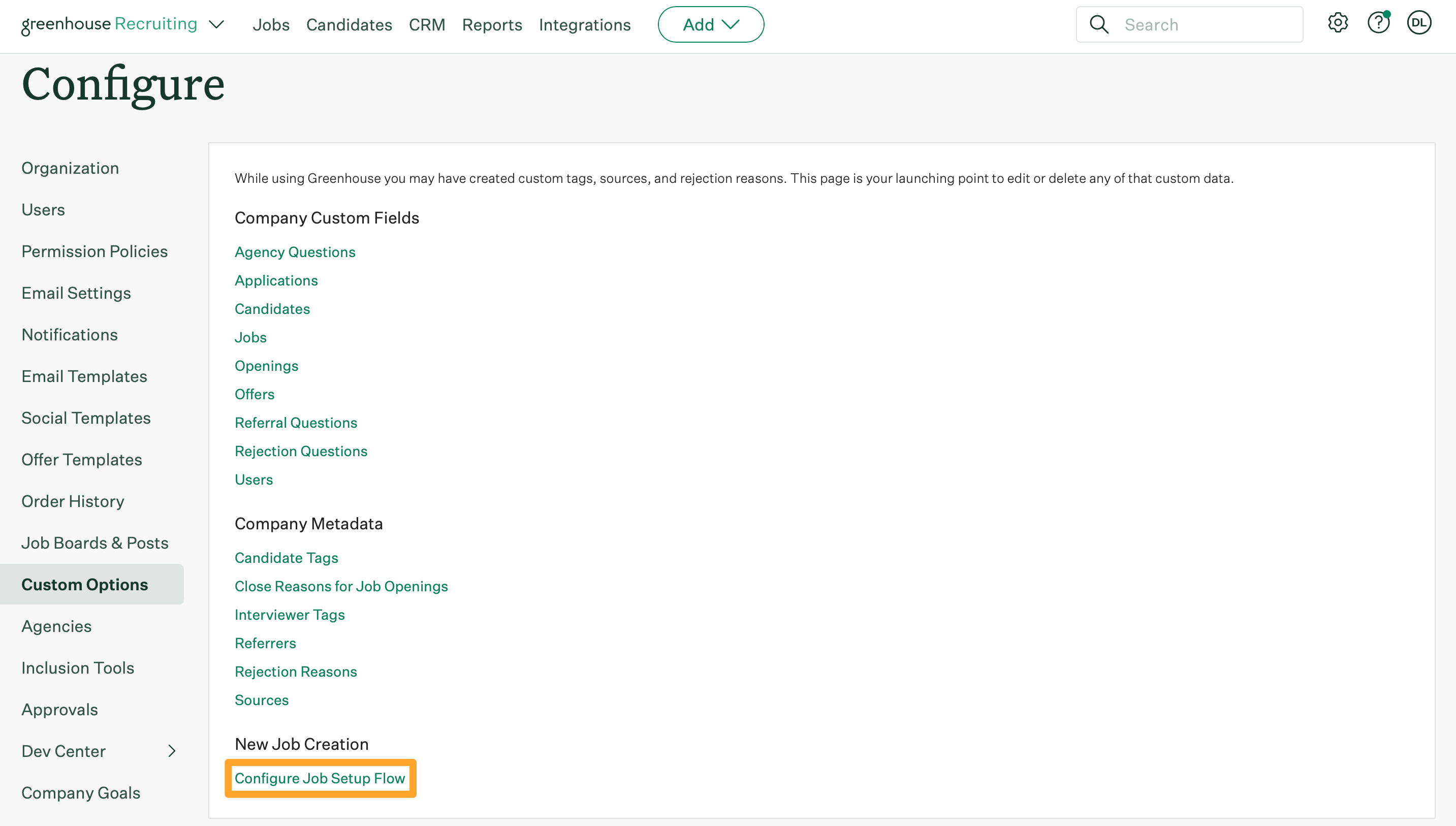 Configure the new job setup flow – Greenhouse Support